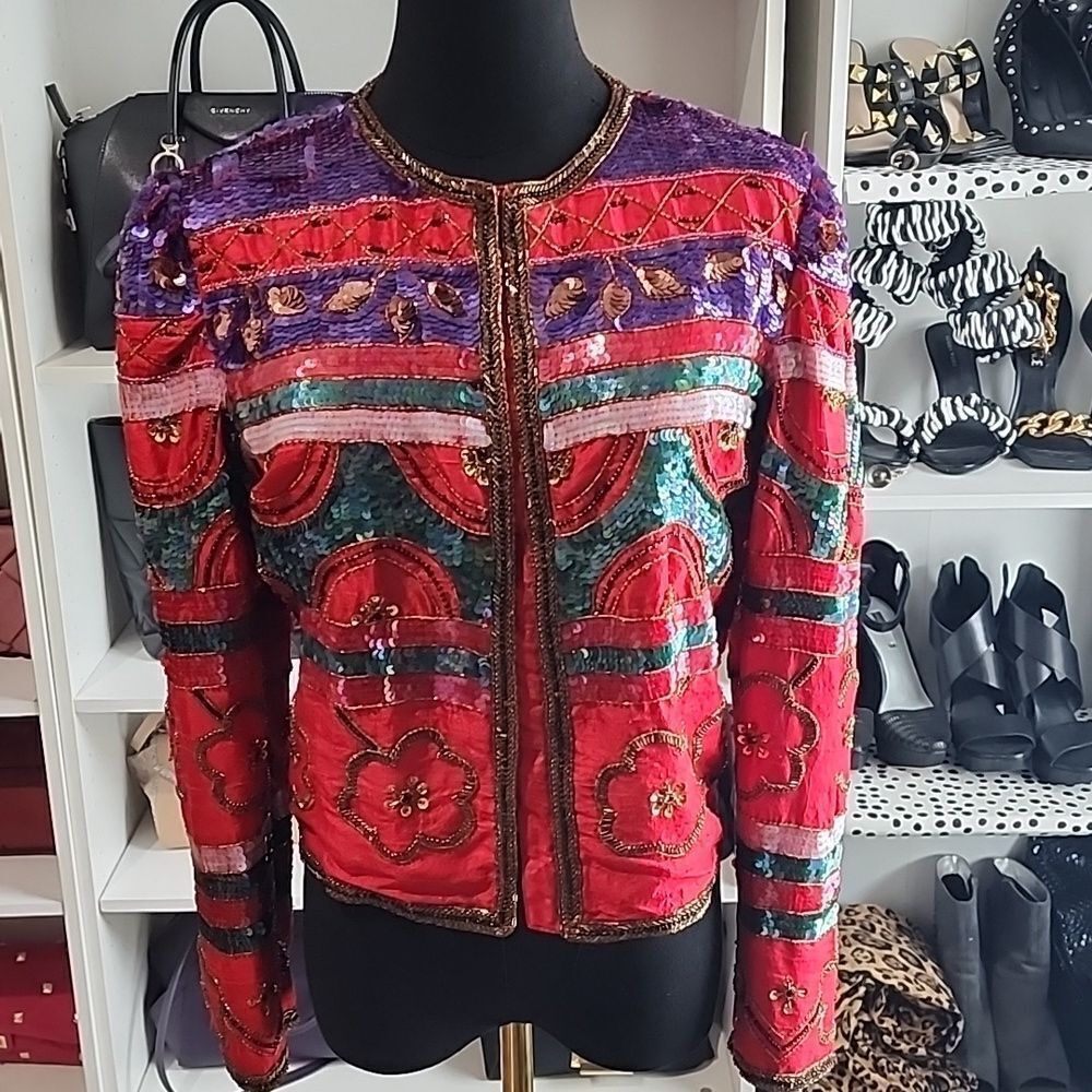 Lawrence kazar sequin blazer sz 6